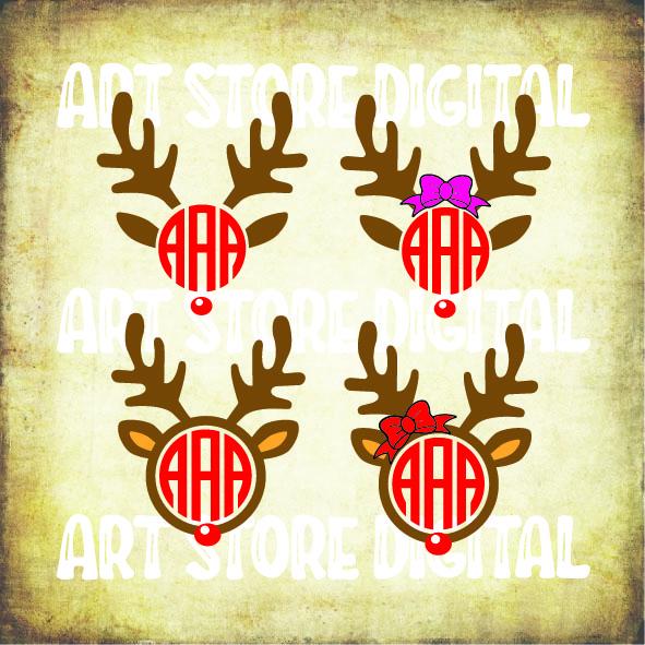 Download 4 Styles Reindeer Monogram 1 Christmas Svg Png Eps Dxf Cut Files So Fontsy