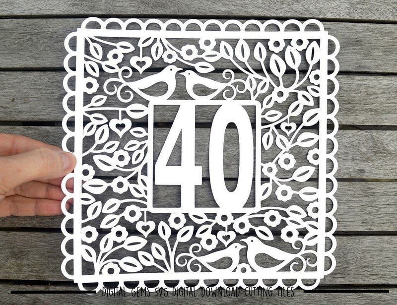 Download 40th Birthday / Anniversary paper cut SVG / DXF / EPS ...