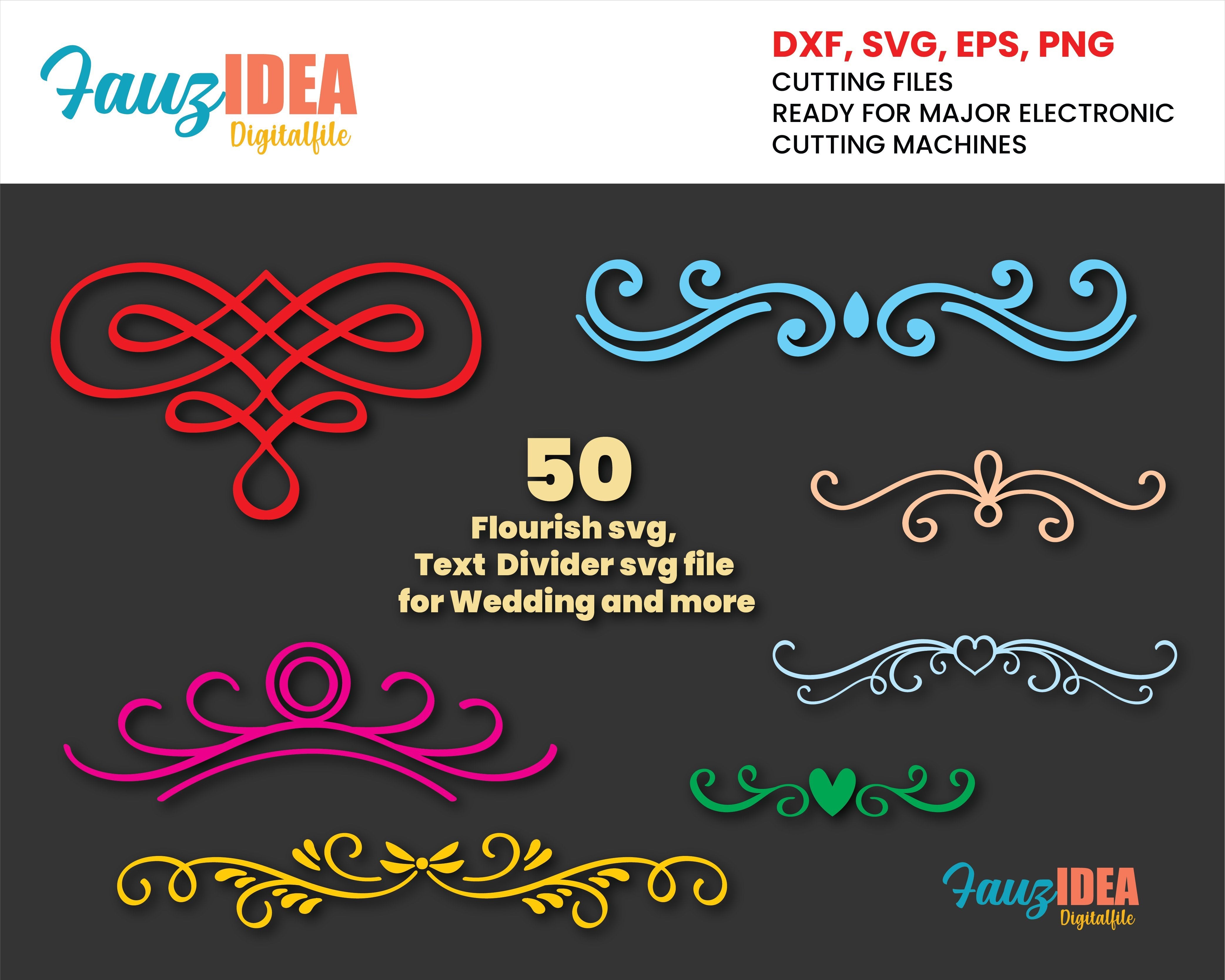 Download 50 Elements Flourish Svg Divider Wedding Valentine Text Dividers Svg Calligraphic Swirls Svg Cut File So Fontsy