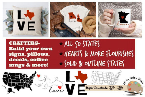 Download 50 States Bundle Svg Dxf United States Of America Home State Cut Files So Fontsy