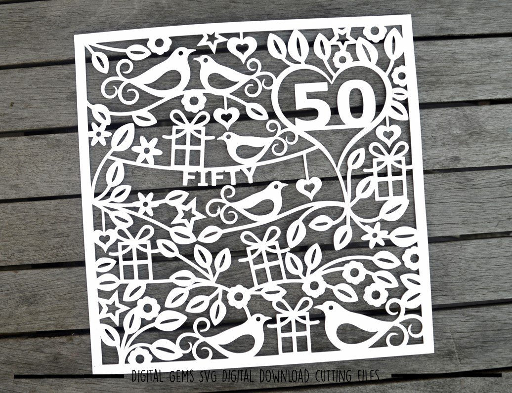 Download 50th Birthday Paper Cut Svg Dxf Eps Files So Fontsy