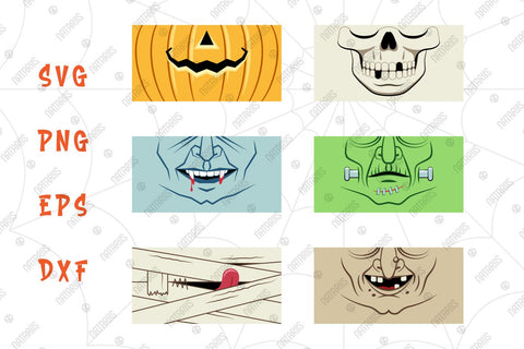 Download 6 Funny Halloween Designs For Protective Face Mask Svg Funny Cartoon Style So Fontsy