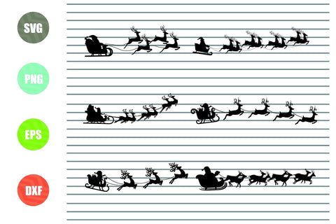 6 Styles Santa Sleigh Svg Christmas Svg Png Eps Dxf Cut Files So Fontsy