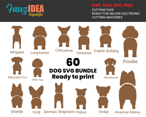 Download 60 Dog Svg Bundle Dog Butt Dog File Bundle Dog Back Bundle Dog Images Included Dog Design Clip Art Instant Download Files Cut Files So Fontsy