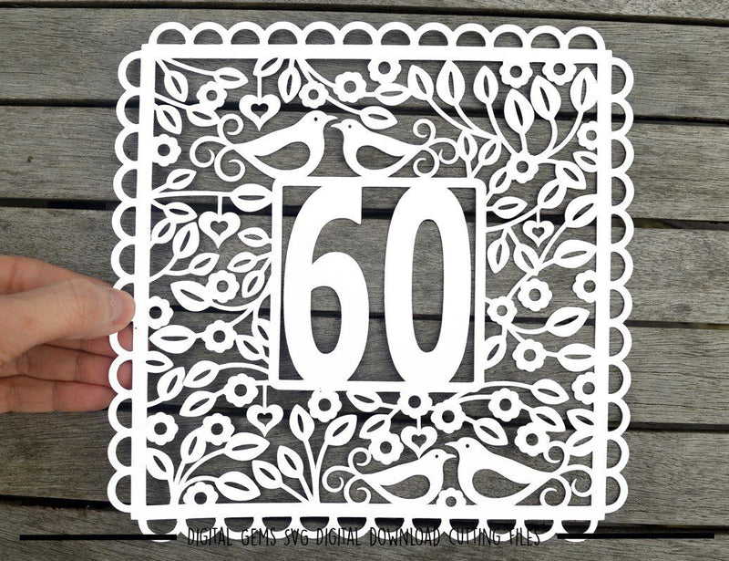 Download 60th Birthday / Anniversary paper cut SVG / DXF / EPS ...