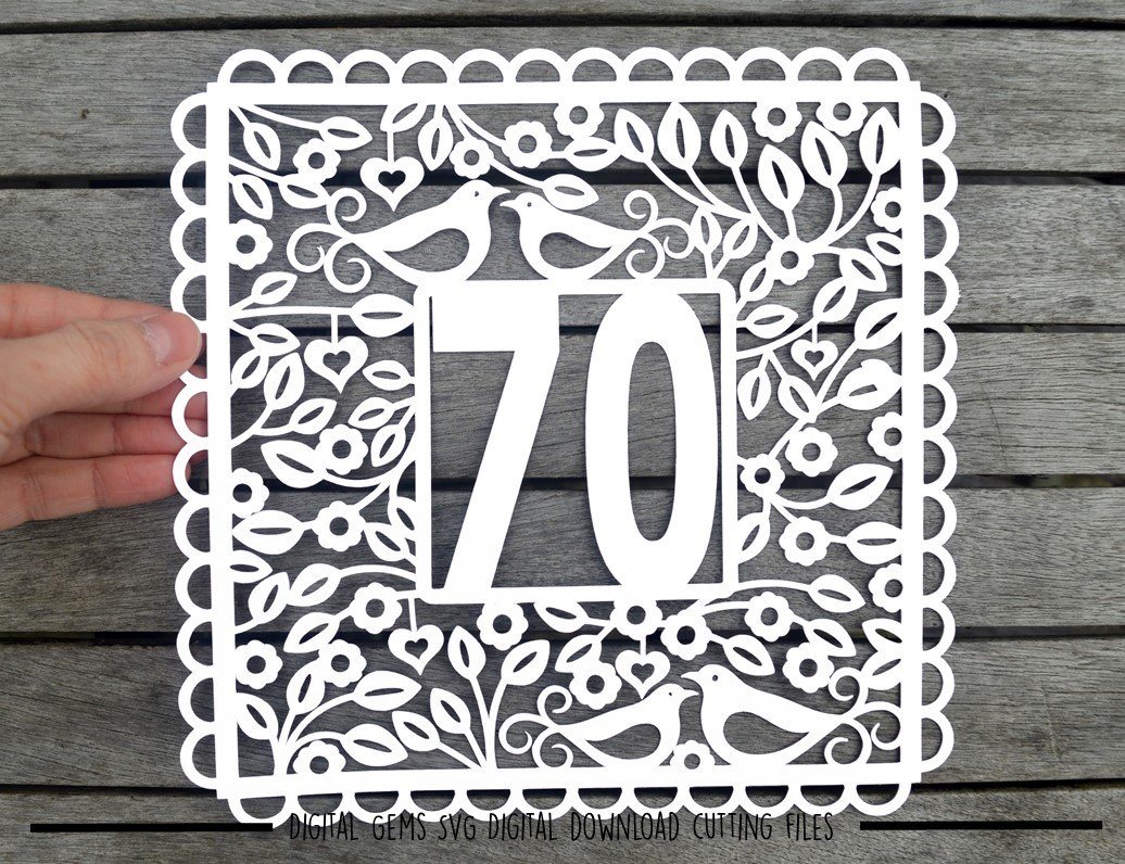 Download 70th Birthday Anniversary Paper Cut Svg Dxf Eps Files So Fontsy