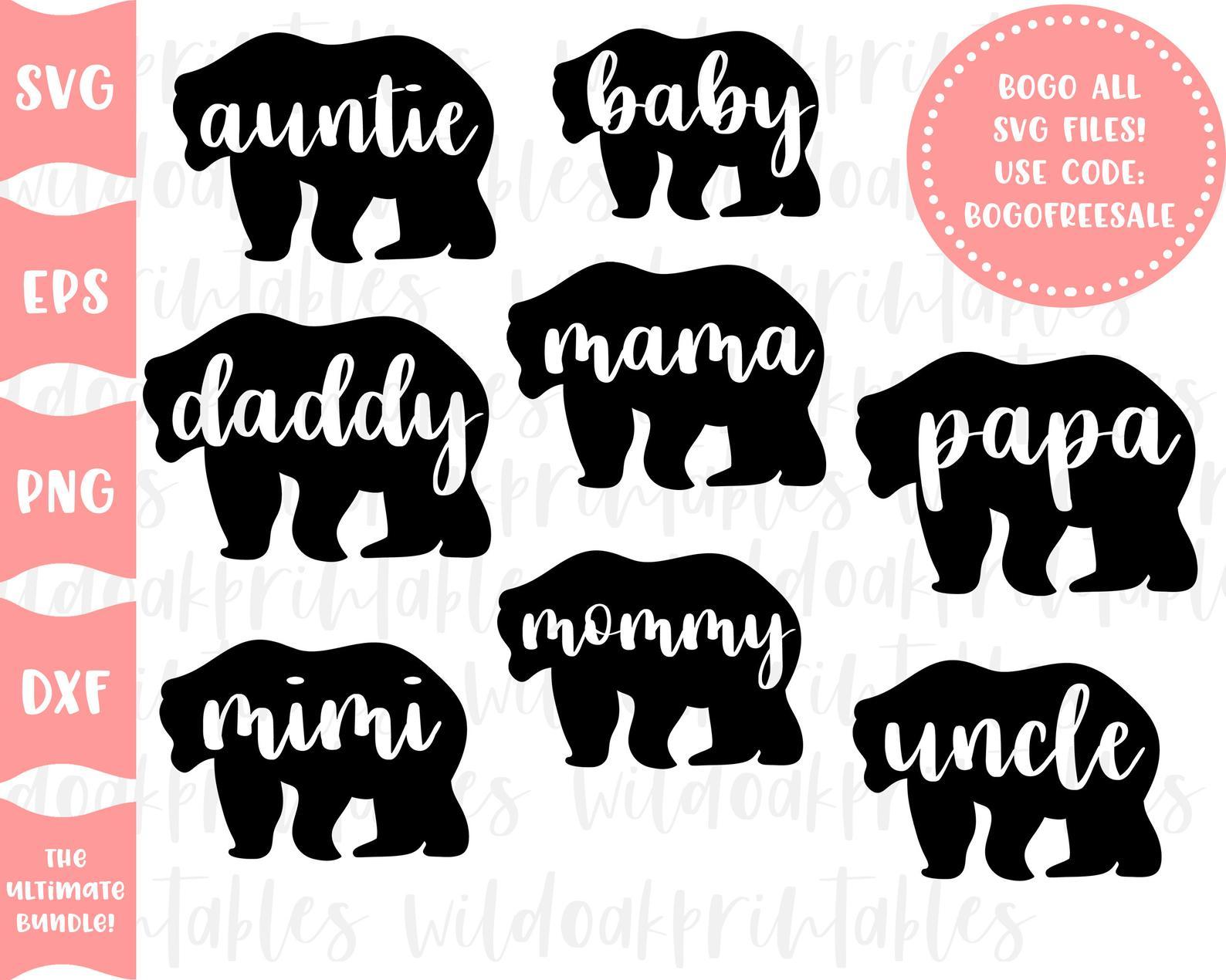 8 Cutout Bear Svg Bundle Mama Bear Svg Papa Bear Svg Mimi Bear Svg Bear Clipart Bundle Baby Bear Svg Daddy Bear Svg Auntie Bear Svg So Fontsy