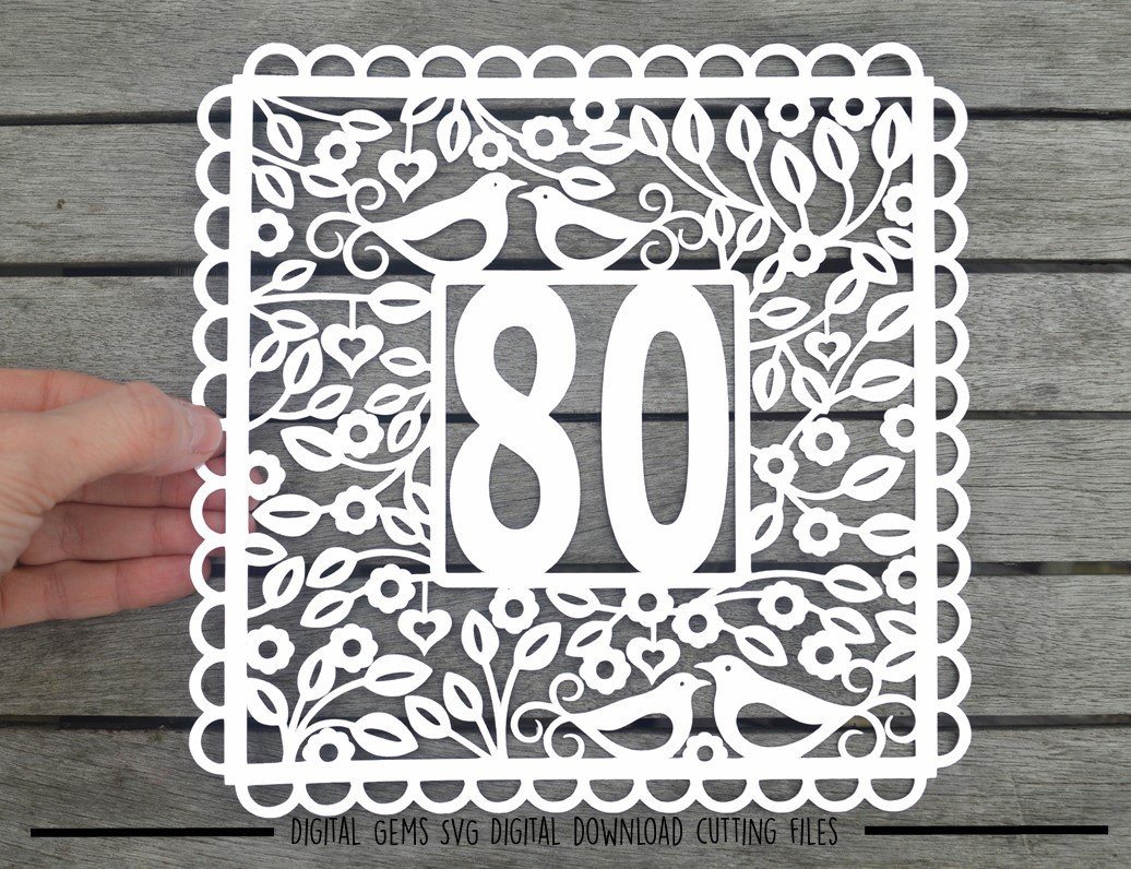 Download 80th Birthday Aniversary Paper Cut Svg Dxf Eps Files So Fontsy