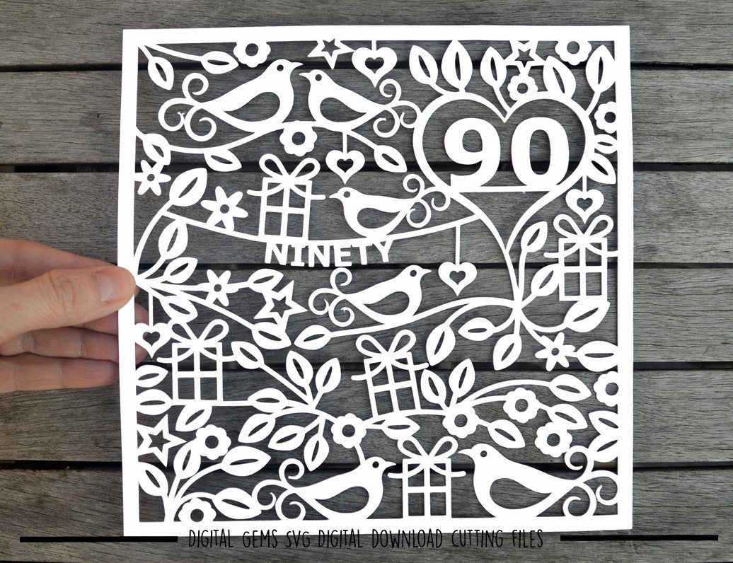 Download 90th Birthday Paper Cut Svg Dxf Eps Files So Fontsy