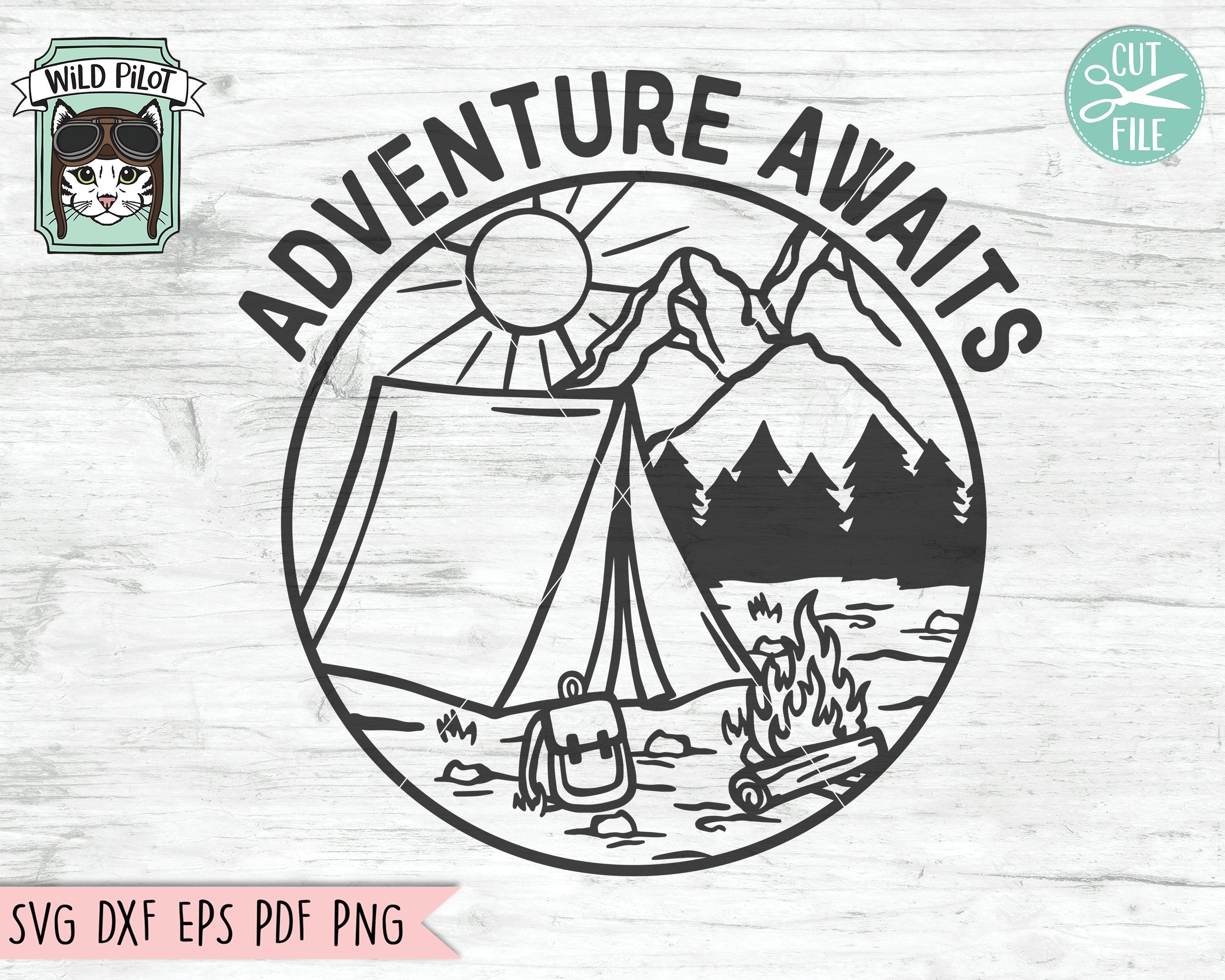 Download Adventure Awaits Svg File Camping Tent Svg File Tent Cut File Camping Svg Camping Mountain Scene Camping Patch Svg Camping Cut File So Fontsy