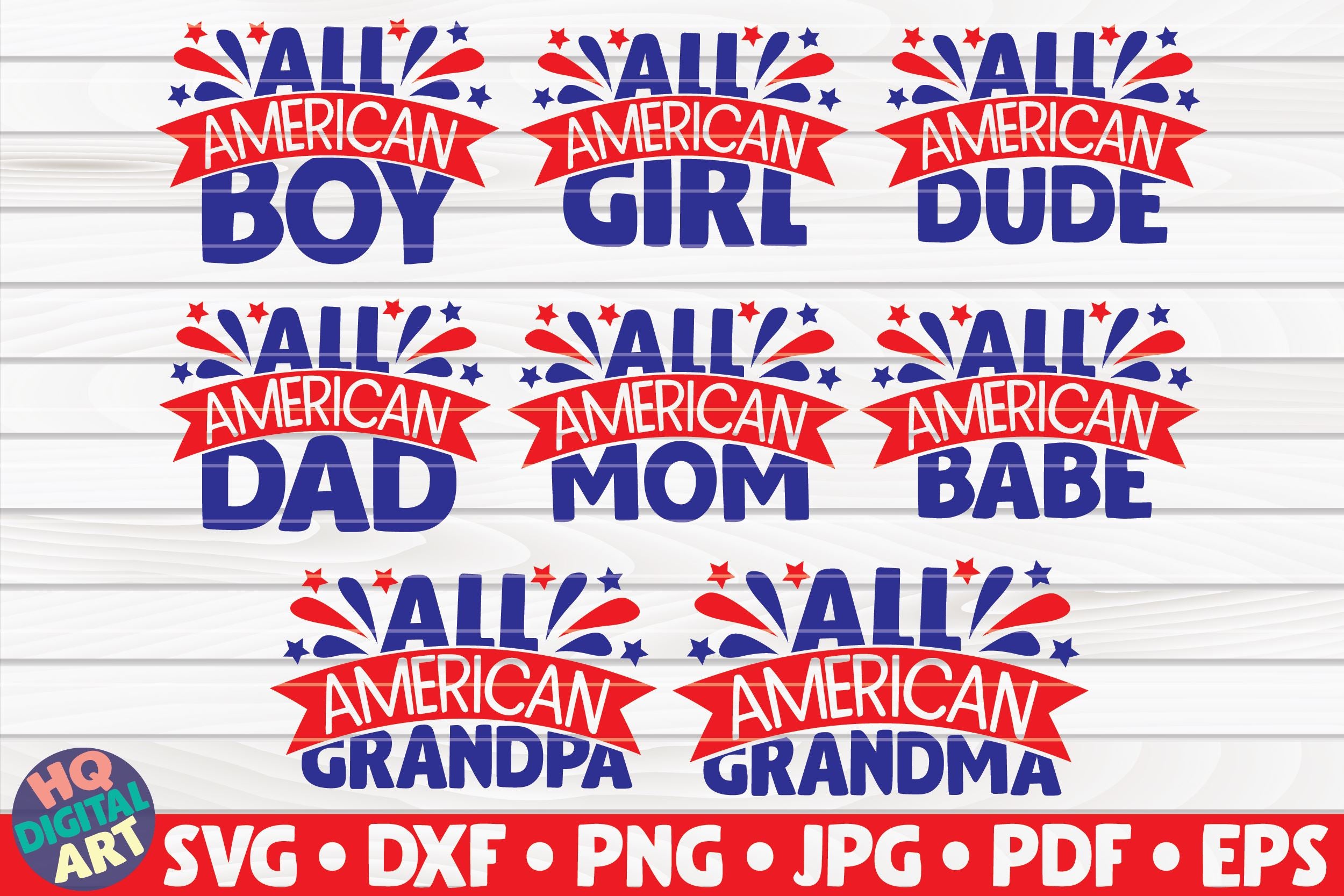 Download All American Family Svg Bundle 8 Designs So Fontsy