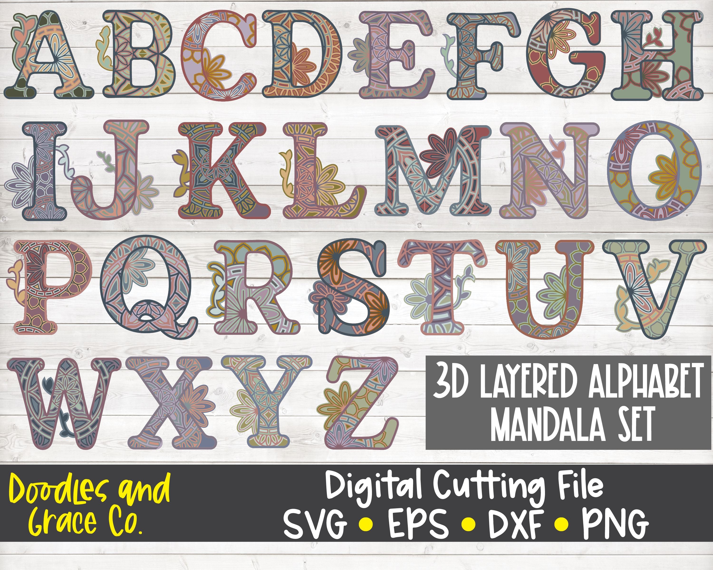 Alphabet 3d Layered Mandala Bundle Svg So Fontsy