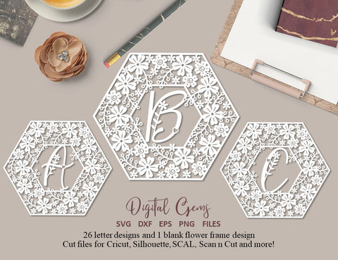 Download Alphabet Hexagon Flower Paper Cut Designs Svg Dxf Eps Png Files So Fontsy