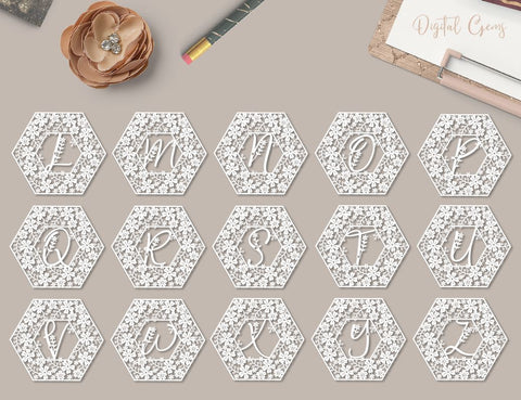 Download Alphabet Hexagon Flower Paper Cut Designs Svg Dxf Eps Png Files So Fontsy
