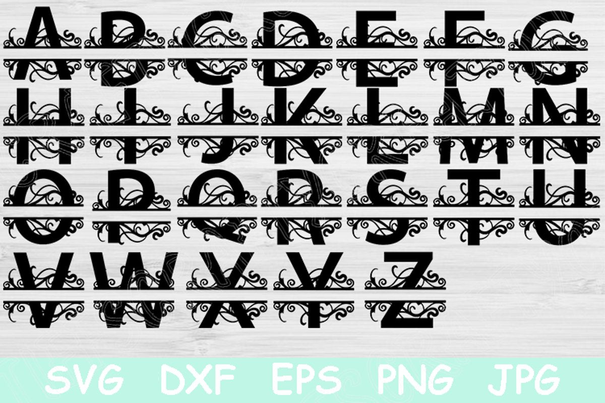 Alphabet Svg Split Letter Monogram Svg Split Font Svg Files For Cricut Initial Split Monogram Svg Split Letter Svg Vector Cut Design So Fontsy