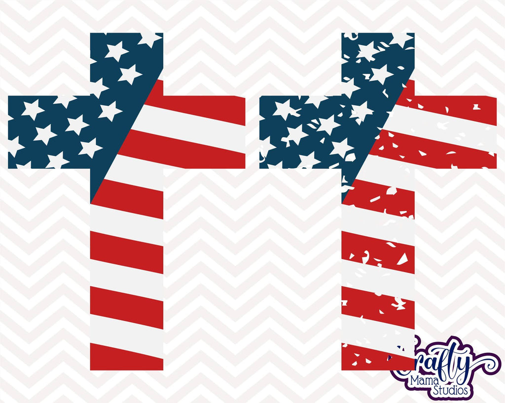 American Flag - Cross Svg - 4th Of July - Christian Svg - Distressed