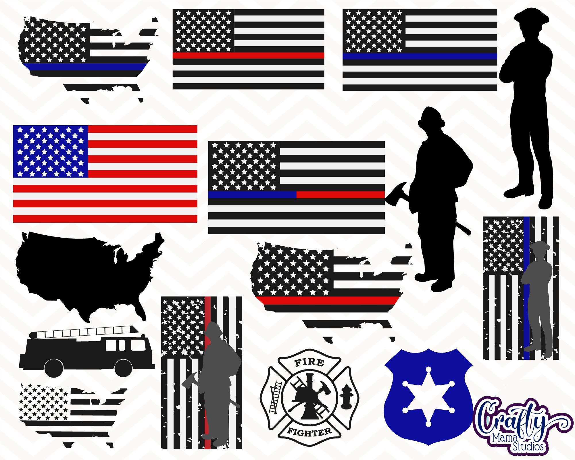 Download American Flag Police Svg Bundle Firefighter Bundle First Responder Usa So Fontsy