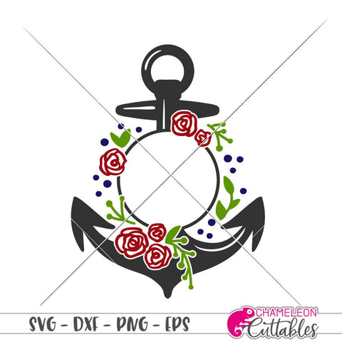 Download Anchor With Roses Monogram Frame Summer Cruise Beach Svg So Fontsy