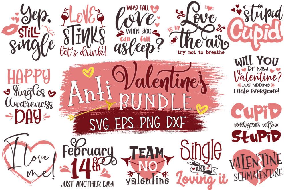 Anti Valentines Day Svg Bundle, Anti-Valentines Svg, Funny Valentines