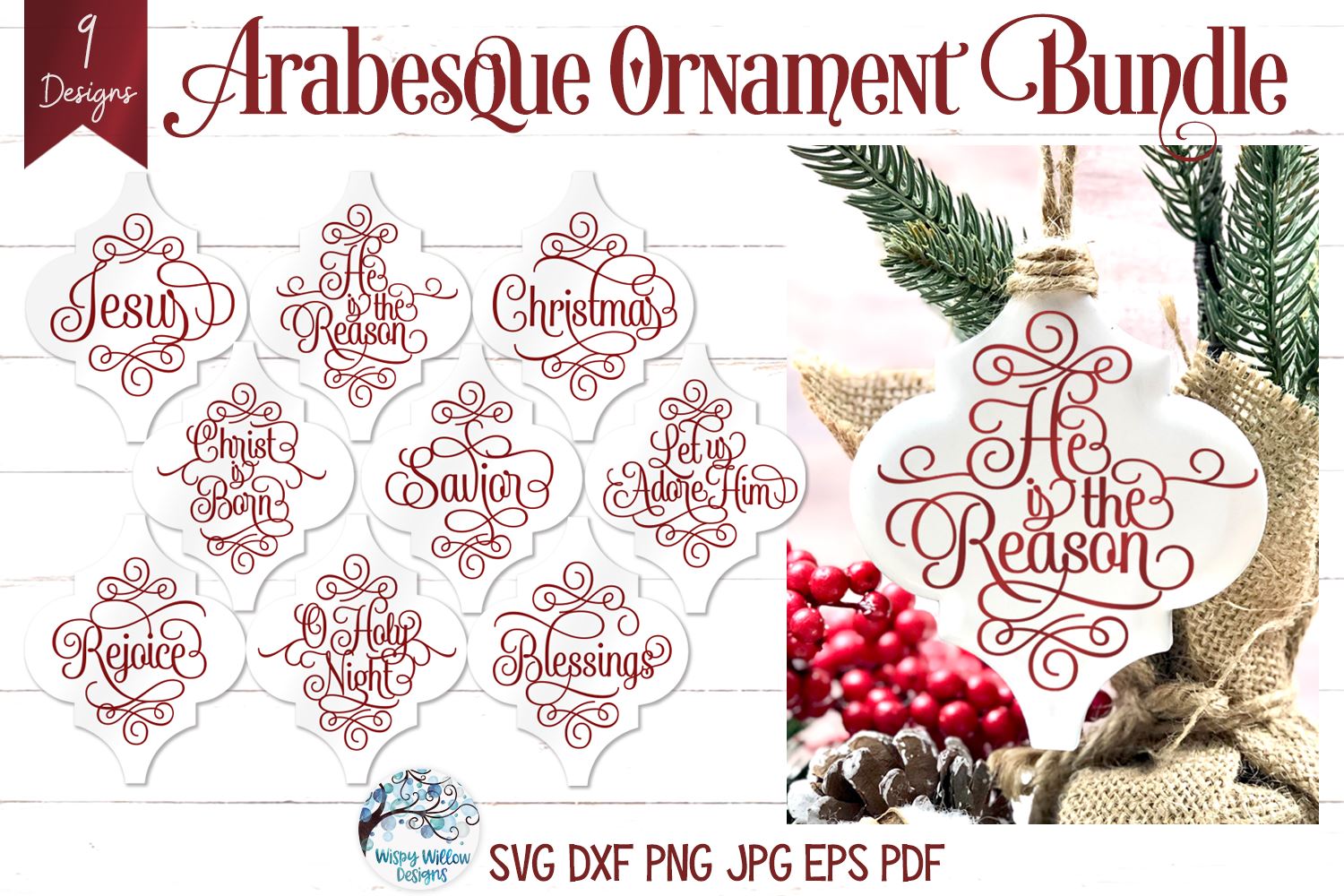 Arabesque Christmas Ornament Svg Bundle So Fontsy