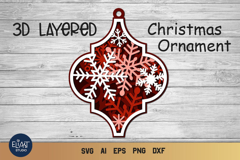 Arabesque Tile Ornament SVG, 3D Layered SVG Christmas Decoration. - So ...