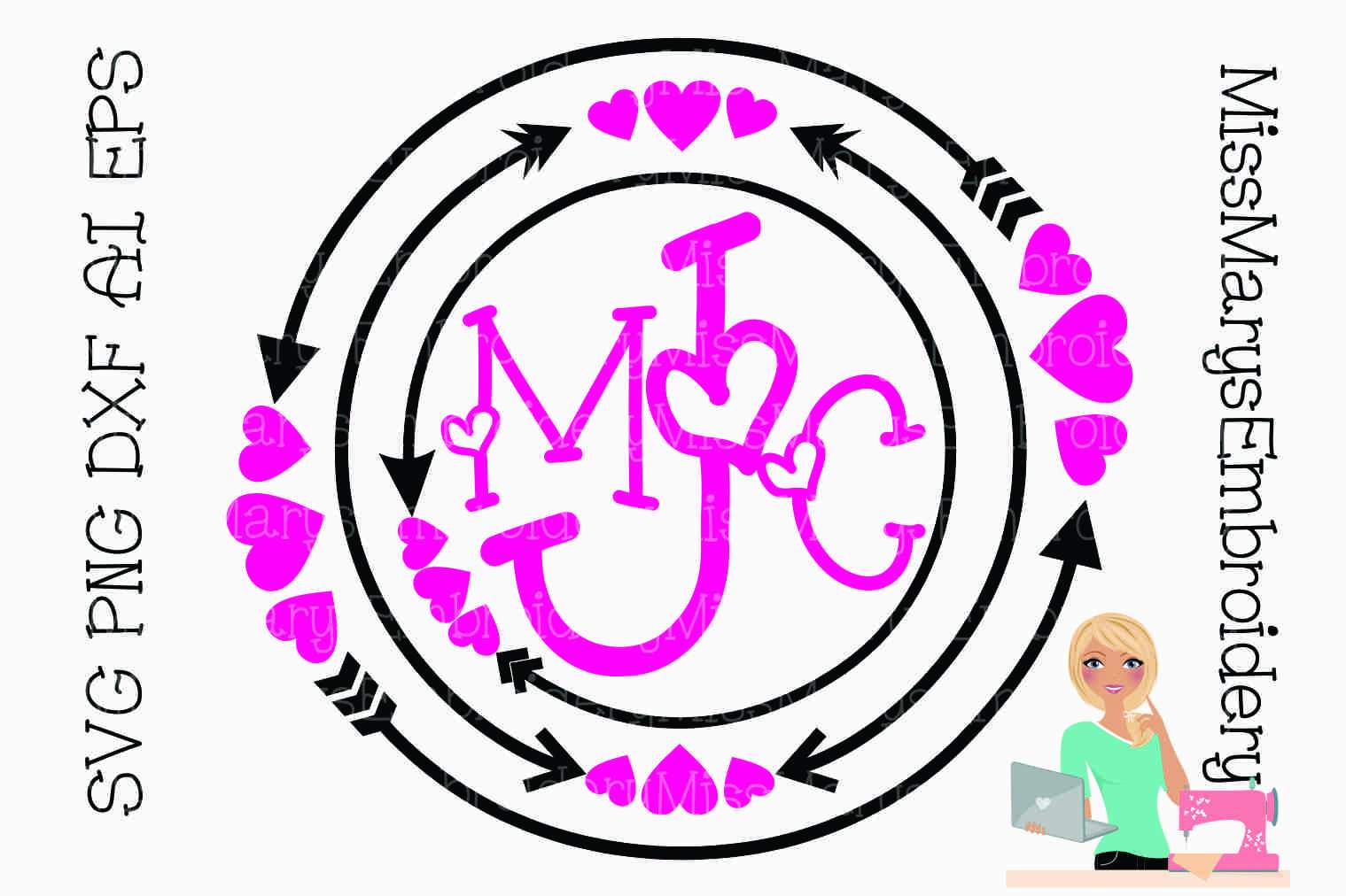 Download Arrow Heart Monogram Frame So Fontsy