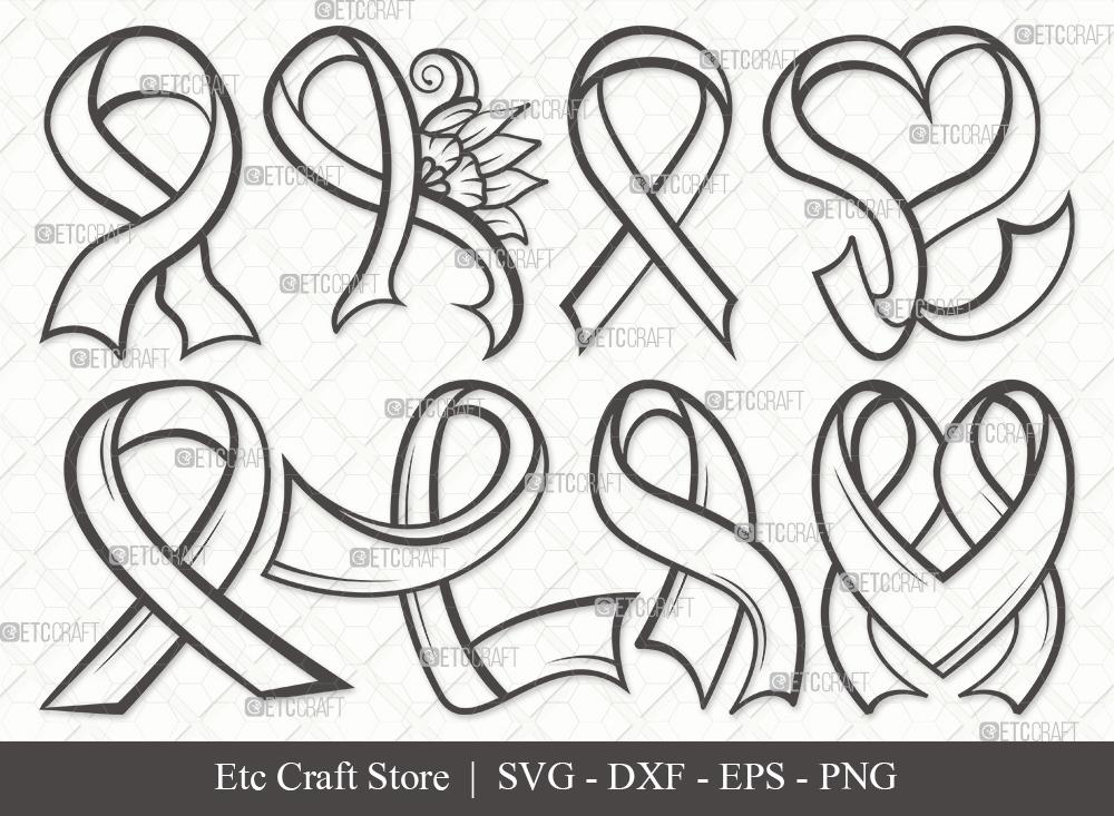 Awareness Ribbon Outline SVG Cut Files Breast Cancer Ribbon Svg