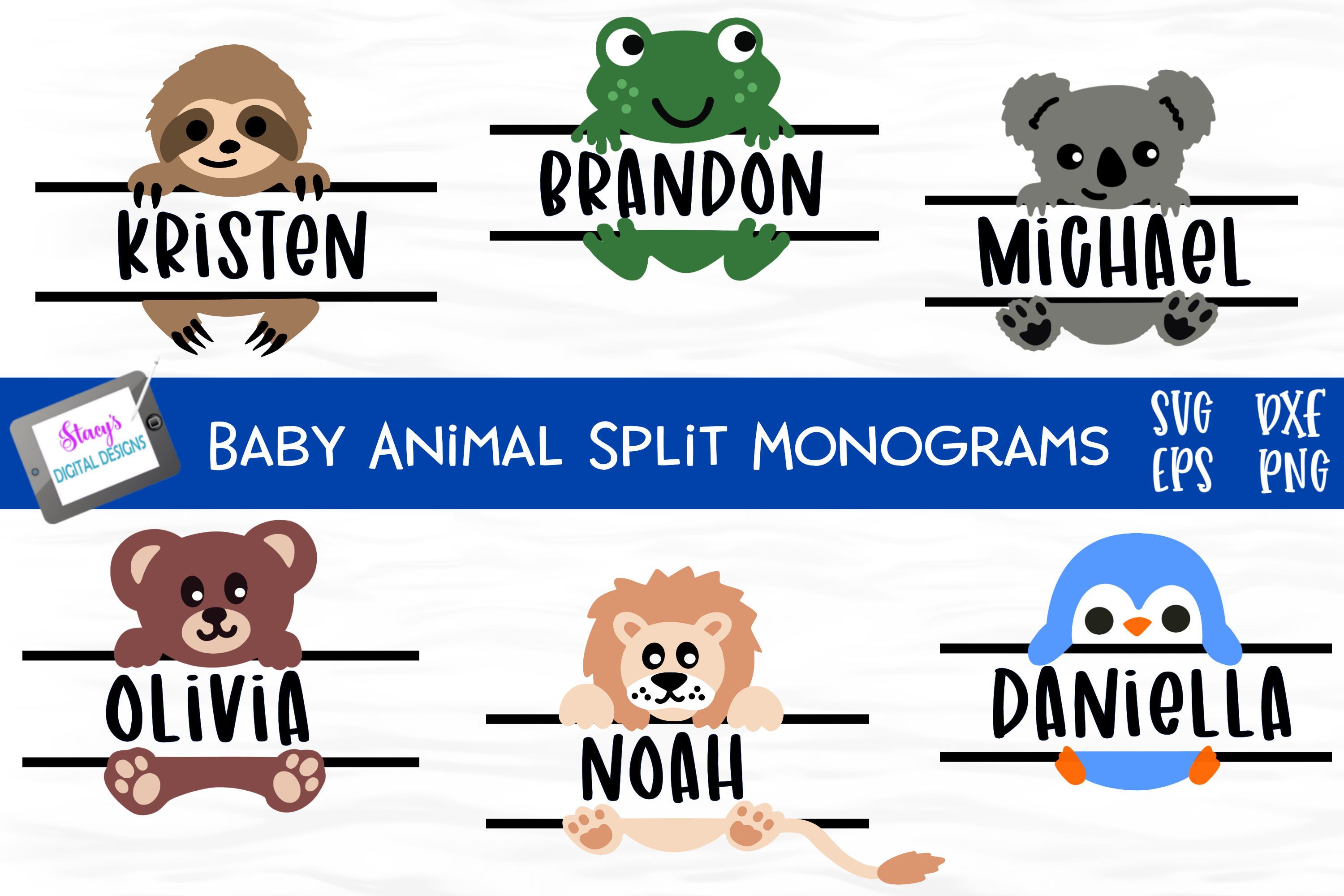 Download Baby Animal Split Monogram Bundle 6 Designs So Fontsy