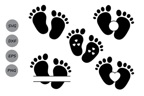 Download Baby Footprint Monogram Baby Svg Cut Files So Fontsy