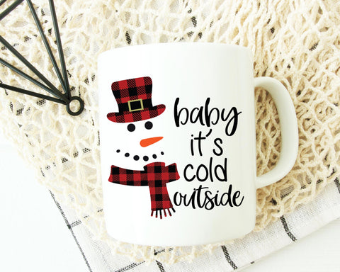 Download Baby It S Cold Outside Snowman Svg Buffalo Plaid Svg So Fontsy