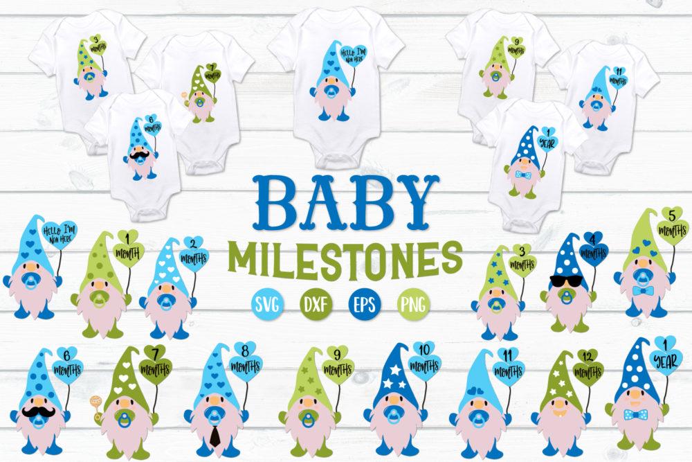 Baby Milestones Cut Files Gnome Milestones Svg So Fontsy