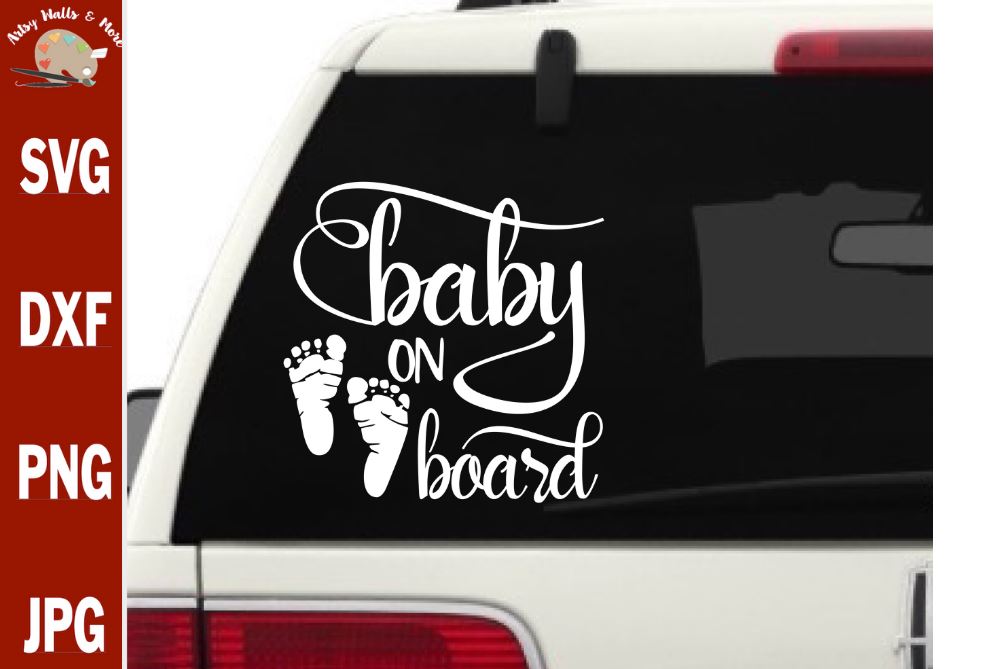 Download Baby On Board Baby Footprints Svg Cut File Car Window Decal So Fontsy