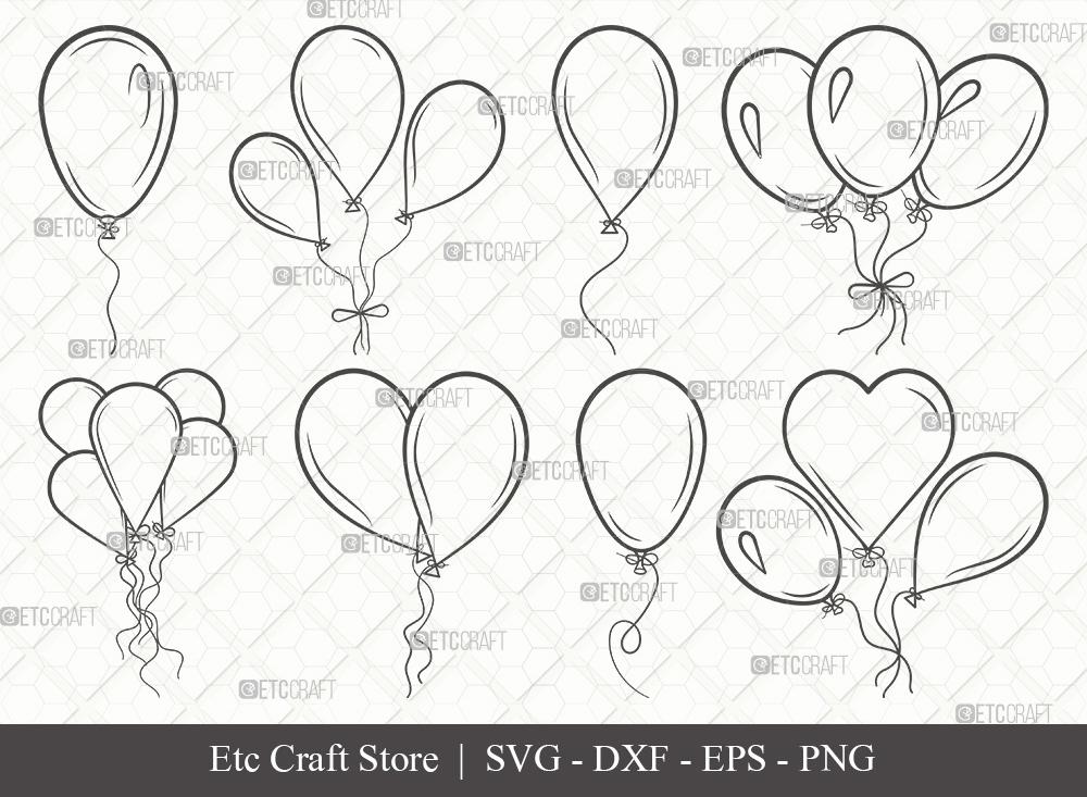 Download Balloon Outline Svg Cut File Balloon Svg Balloon String Svg Hot Air Balloon Svg Birthday Air Balloons Bundle Eps Dxf Png So Fontsy