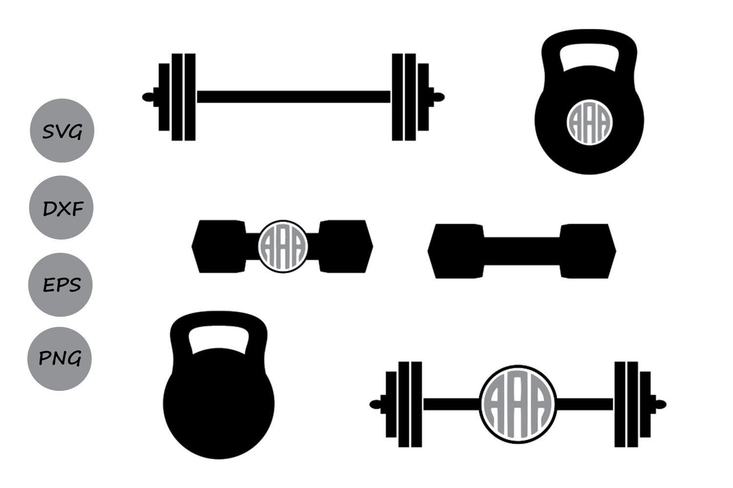 Download Barbell Monogram Weight Lifting Svg Cut Files So Fontsy