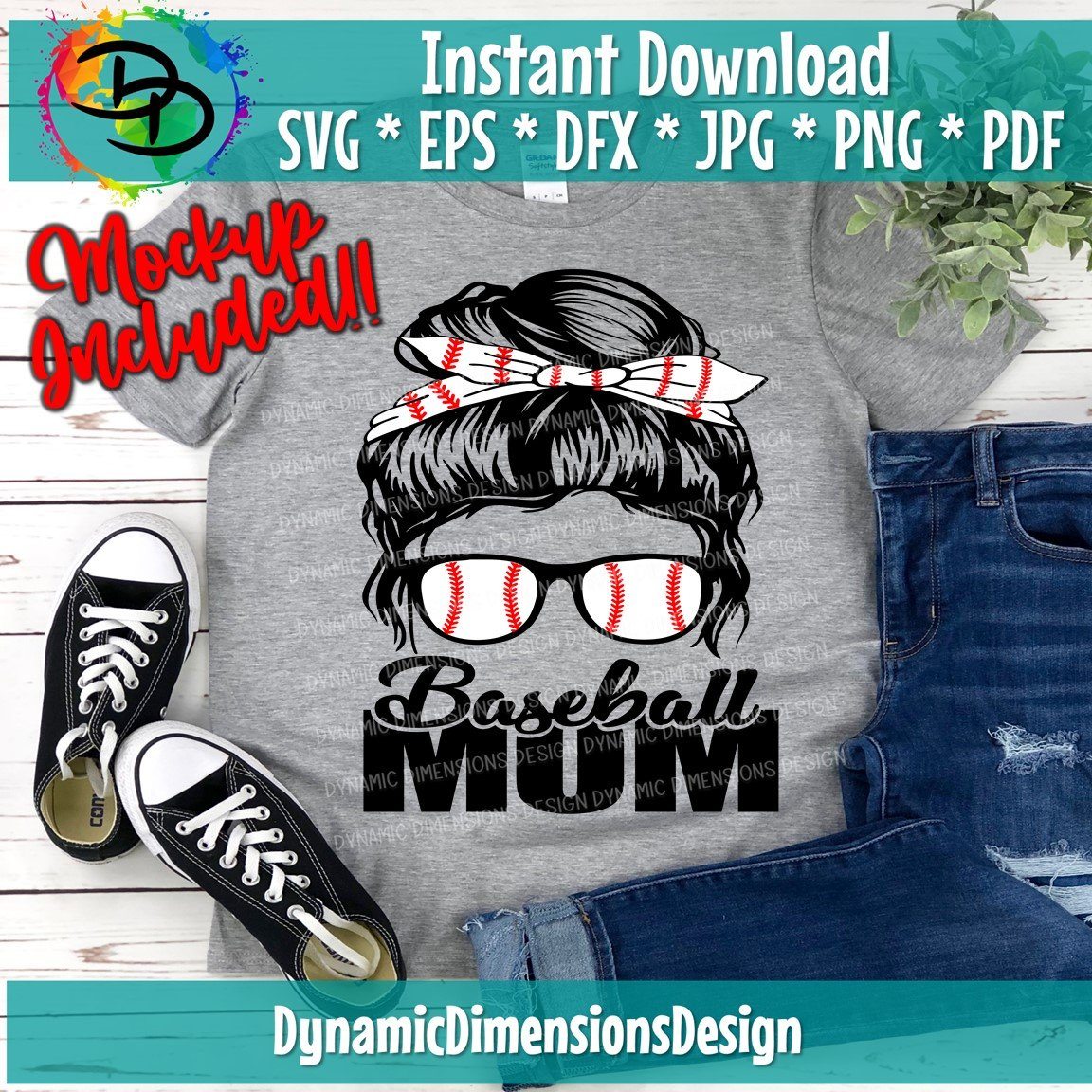 Download Baseball Mom Messy Bun So Fontsy