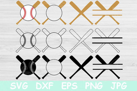Baseball Monogram Svg Baseball Png Baseball Bat Svg Files For Cricut Baseball Svg Designs For Silhouette Split Baseball Vector Cut Files So Fontsy