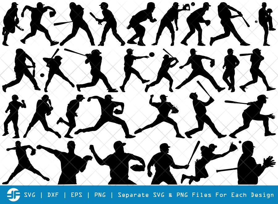 Baseball Player Svg Cut Files Baseball Silhouette Bundle So Fontsy