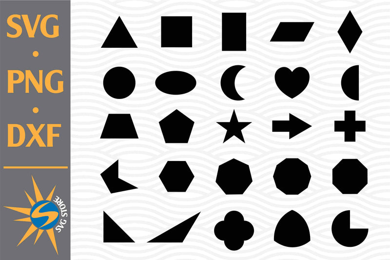 Basic Shape Silhouette SVG, PNG, DXF Digital Files Include - So Fontsy