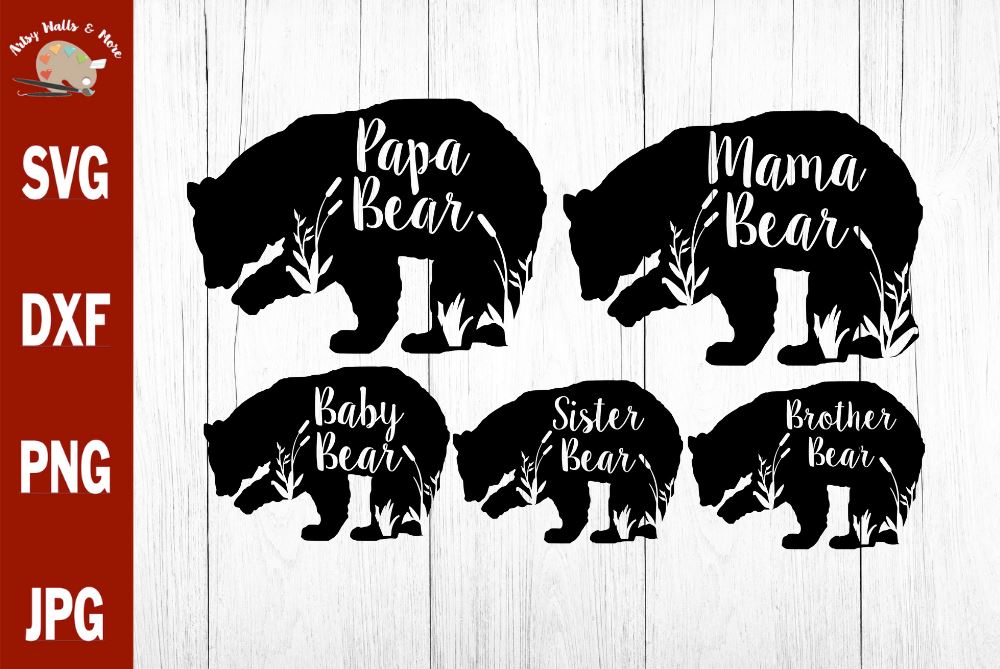 Download Bear Family Svg Mama Bear Svg Papa Bear Svg Baby Bear Svg Sister Brother Bear Family With Grass Cattails Mommy And Me Svg So Fontsy