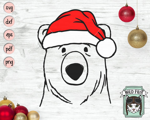 Download Bear With Santa Hat Svg Cut File So Fontsy