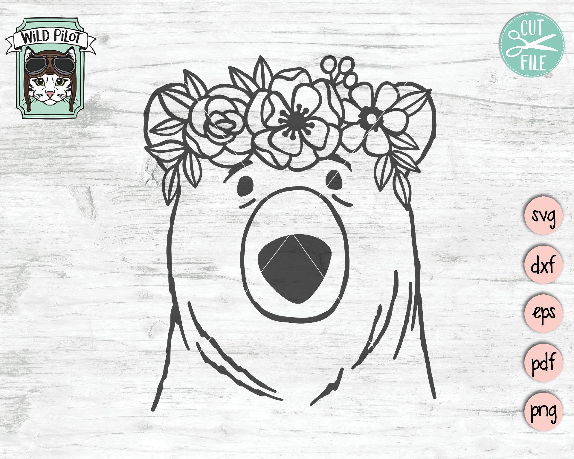 Download Bear With Flower Crown Svg Cut File So Fontsy