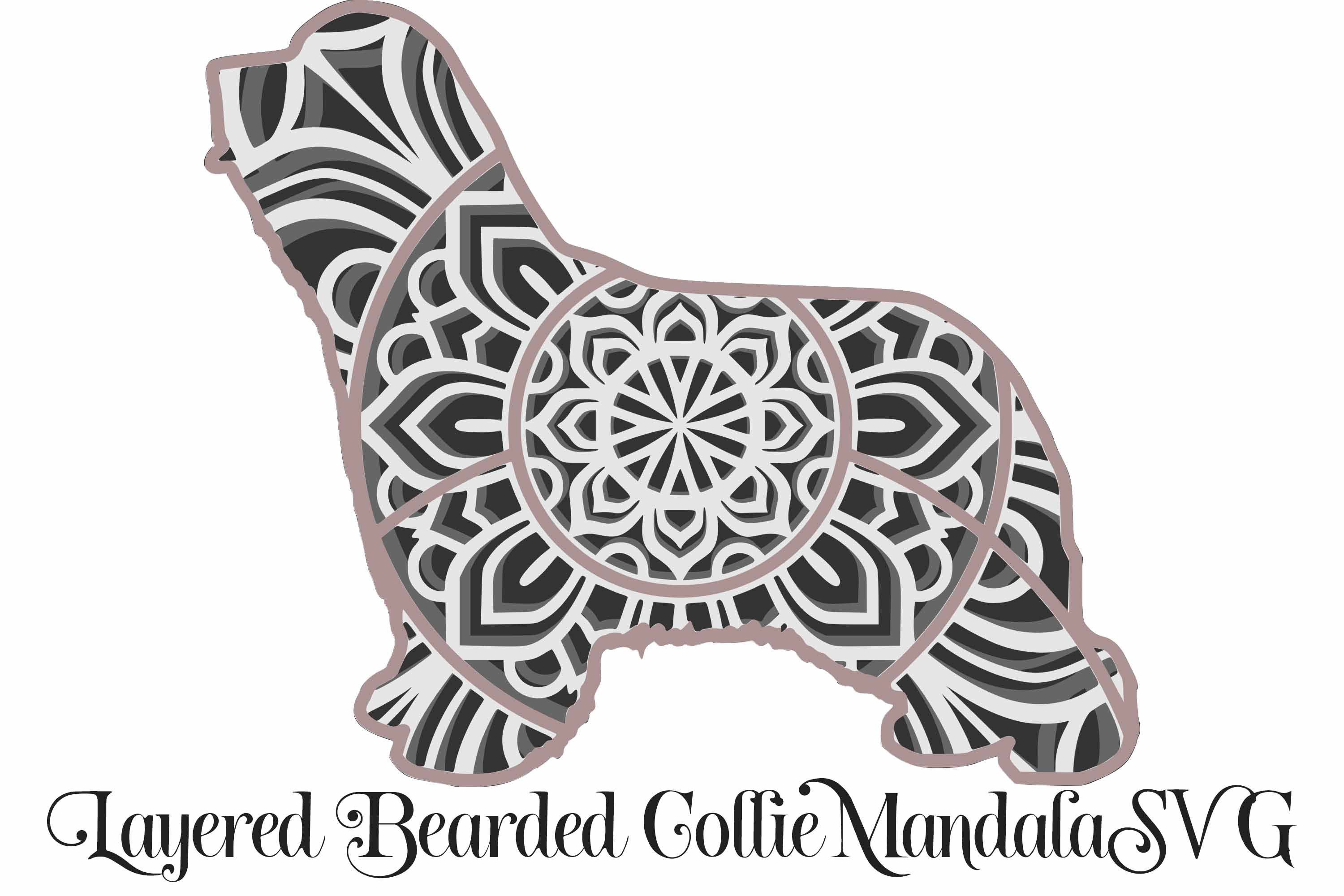 Download Bearded Collie Svg File Layered Mandala Cut File 4 Layers Dog Breed Svg So Fontsy