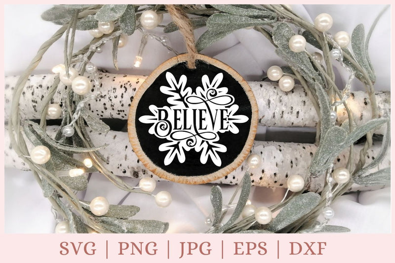 Download Round Christmas Ornament Svg, Christmas svg, Believe svg ...