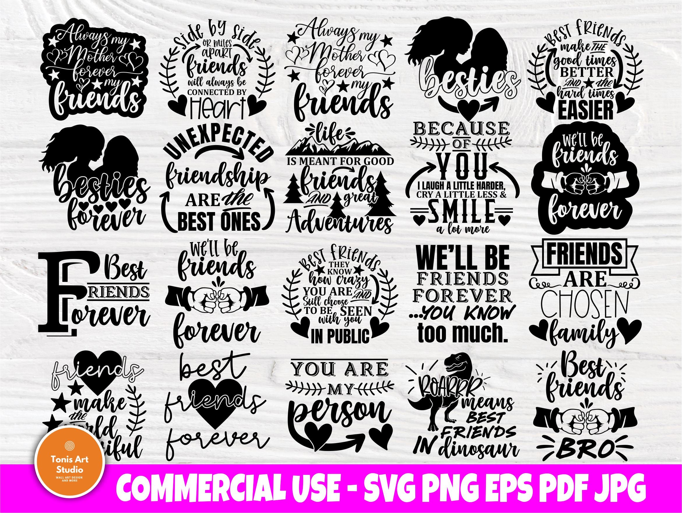 Best Friends Signs Svg Bundle Friendship Quotes So Fontsy