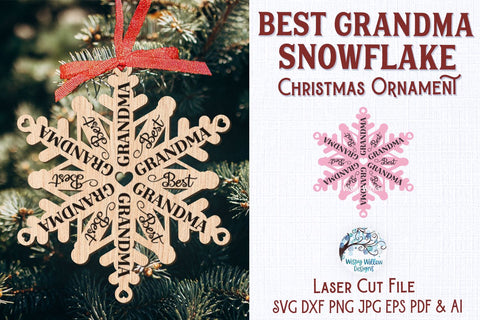 Download Best Grandma Snowflake Christmas Ornament File For Glowforge Or Laser Cutter So Fontsy