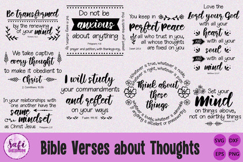 Bible Verses About Thoughts Cut File Bundle SVG - So Fontsy