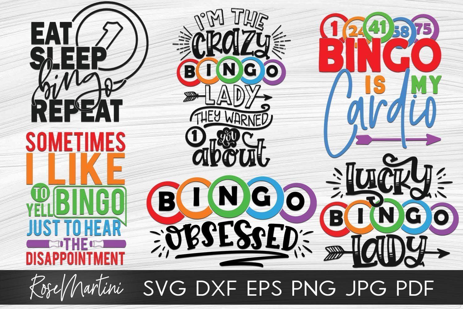 Download Bingo Bundle Of 6 Designs Svg Files For Cutting Machines Cricut Silhouette Sublimation Designs Bingo Svg Bingo Lover So Fontsy