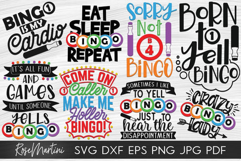 Bingo Bundle Of 8 Designs Svg Files For Cutting Machines Cricut Silhouette Sublimation Designs Bingo Svg Bingo Lover So Fontsy