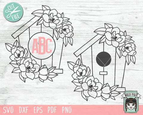 Download Birdhouse Floral Monogram Svg Cut File So Fontsy