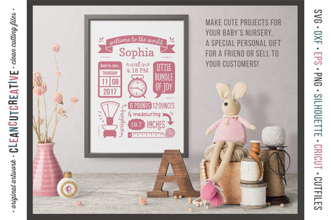 Download Birth Stats Template Baby Birth Announcement Svg File So Fontsy